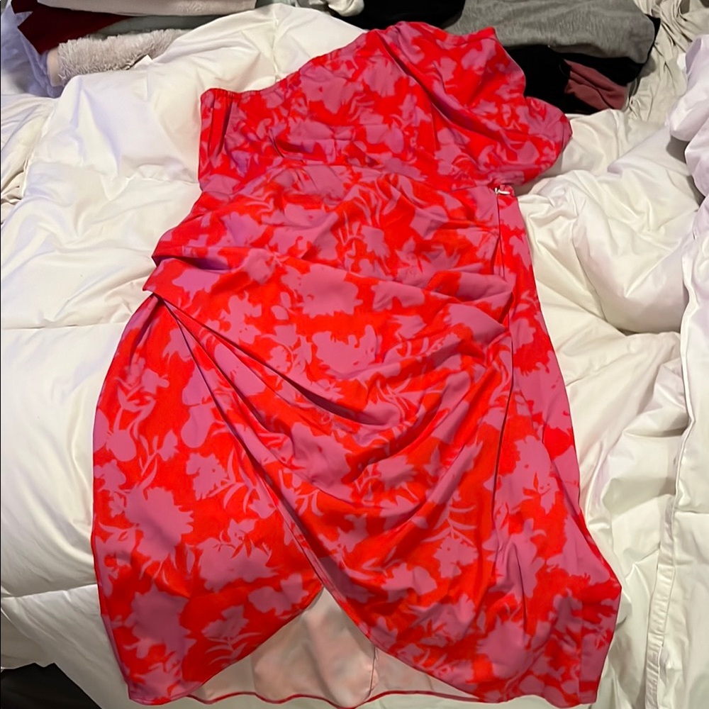 Red and Pink Floral Dress-local boutique